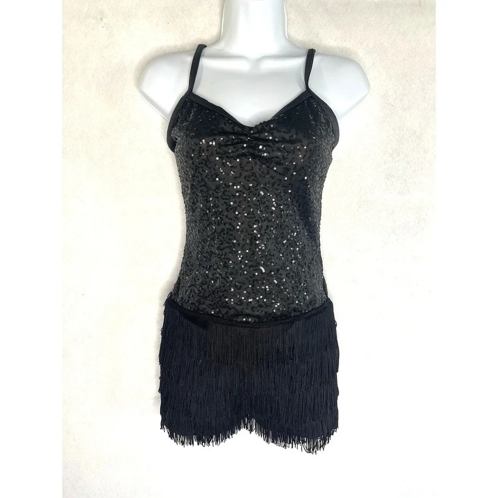 Weissman Dance Sequin Fringe Flapper Dress Short Costume Size SA Roaring 20's